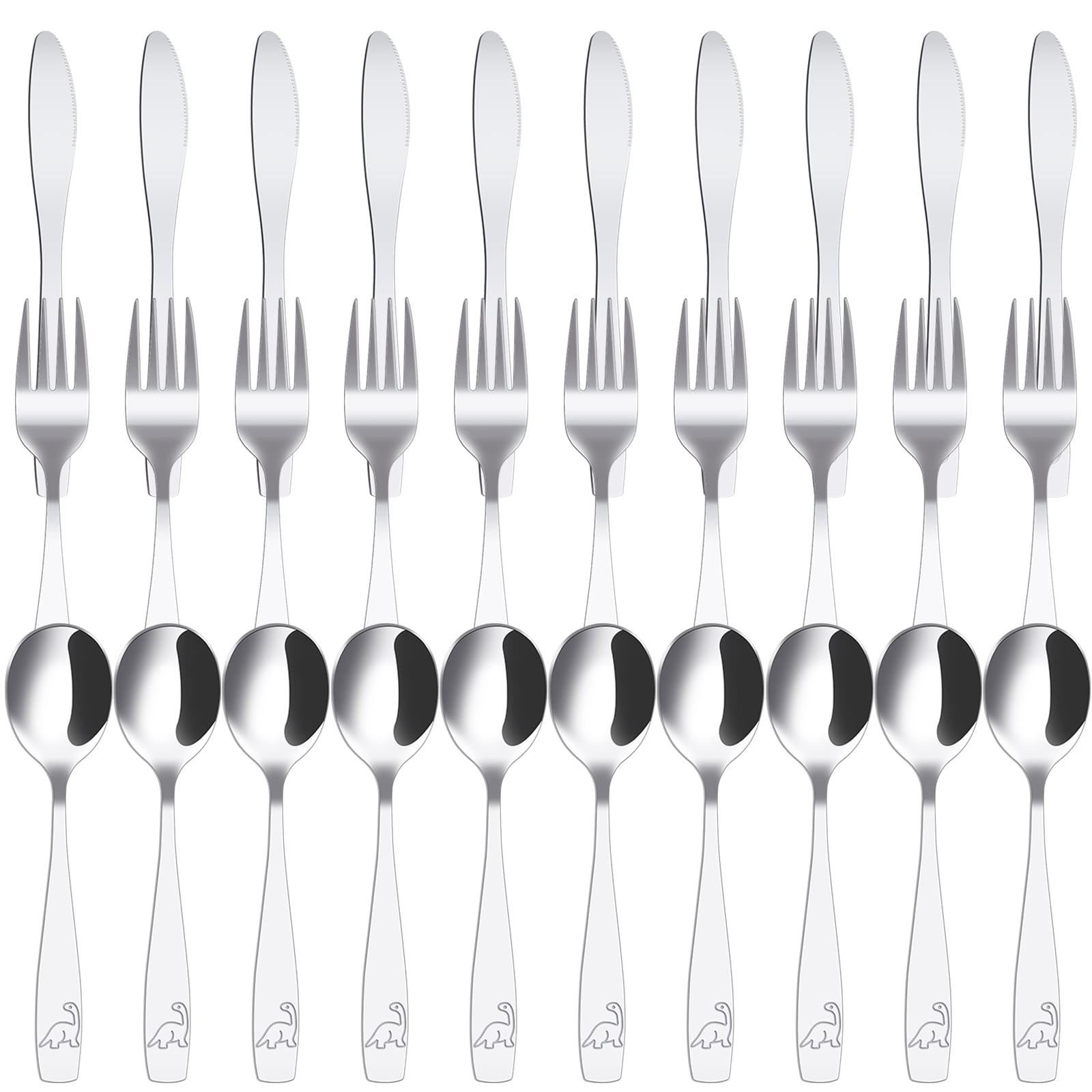 Personalized Kids Silverware Set - 4-Piece Stainless Steel Engraved Fork, Knife, Spoons