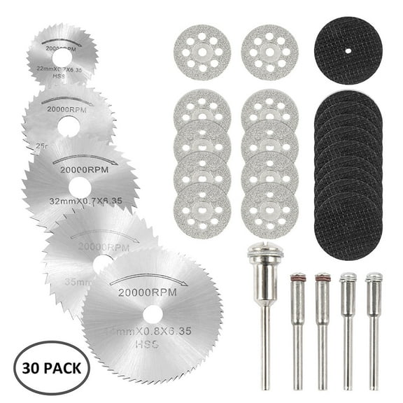 NUAHRHY 30pcs Diamond Saw Blade Set HSS Mini Circular Saw Blade for Dremel Rotary Tools Resin Cut-Off Wheels Diamond Cutting Discs
