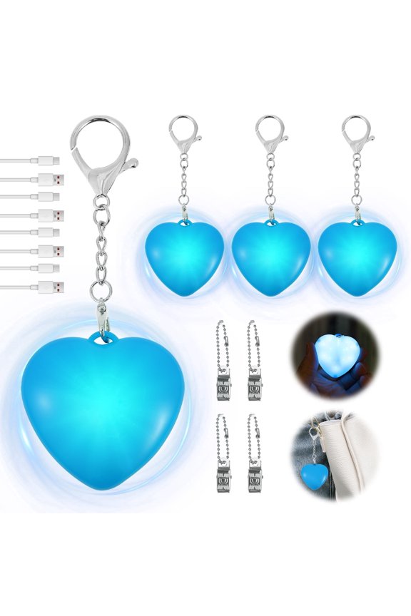 4pcs Purse Glow Heart Light LED Automatic Sensor Light Touch Activated Handbag Light Portable Mini Handbags Night Lights Lamp for Women Girls Blue Hearts