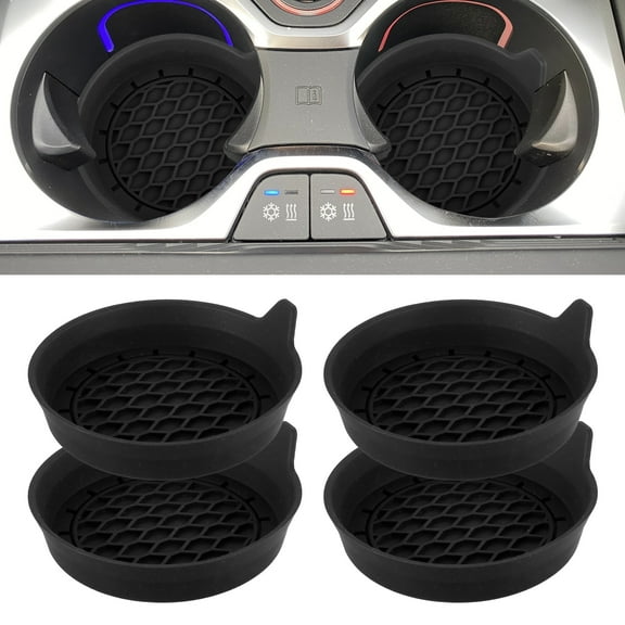 NUAHRHY 4pcs Silicone Cup Coasters Auto Cup Holders Universal Car Waterproof Non-Slip Sift-Proof Spill Holder Car Interior Accessories (Black)