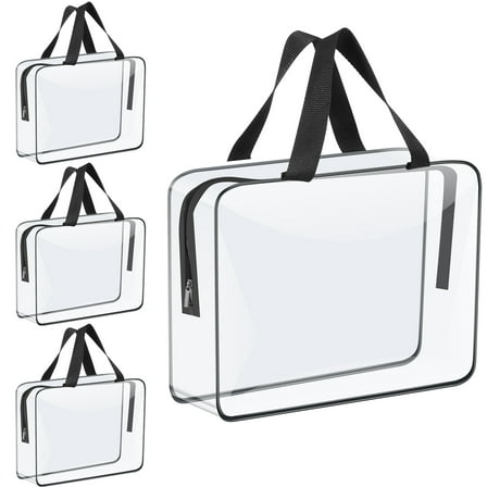 NUAHRHY 4pcs Toy Storage Bags Clear PVC Organizing Bags with Zipper Portable Handheld Toy Storage Organizer Waterproof Toy Bags for Building Blocks Board Games Toys Cosmetic (Black)