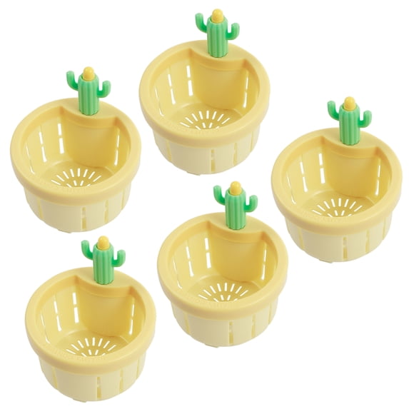 NUAHRHY 5Pcs Cactus Kitchen Sink Drain Strainer Plastic Press Automatic Dumping Basket Sink Draining Basket Sturdy Food Catcher Drain Filter Strainer for Most Universal Sink