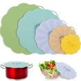 thumbnail image 1 of NUAHRHY 5Pcs Silicone Lid Set Heat Resistant Silicone Bowl Covers Reusable Silicone Suction Lids 4/6/8/10/12inch Dustproof Flexible Bowl Lids for Cups Pots Pans Oven Fridge Kitchen, 1 of 7