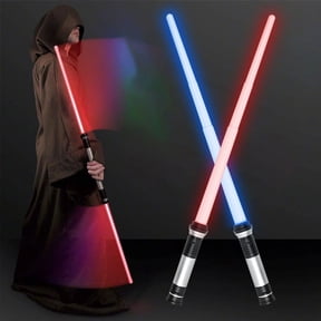 NUAHRHY 6pcs Light Swords, 2-in-1 Retractable LED Hand Light Up Sword with Realistic Sound Effect Red & Blue light