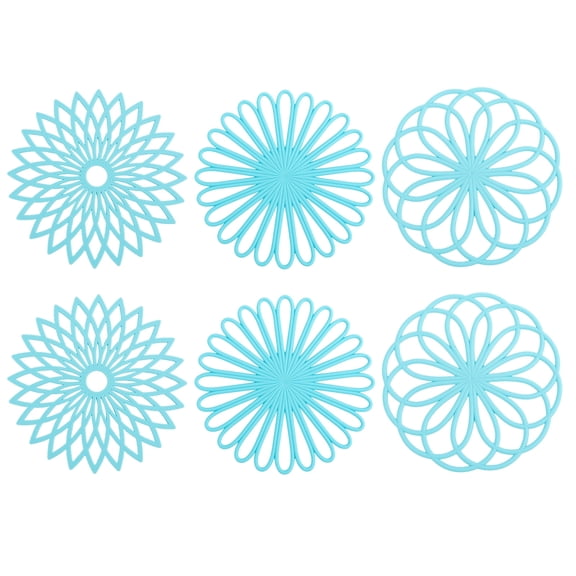 NUAHRHY 6pcs Silicone Trivets for Hot Dishes, Pots and Pans, Trivet Mat Hot Pads for Kitchen, Silicone Heat Resistant Mats for Countertop, Trivets Table & Quartz Countertops Color Blue