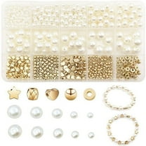 NUAHRHY 720pcs Spacer Beads Set Assorted DIY Bracelet Pearls Kit Include Pearls Round Beads Star Beads Faceted Beads Flat Beads Heart Beads DIY Craft for Necklaces Bracelet Jewelry Making
