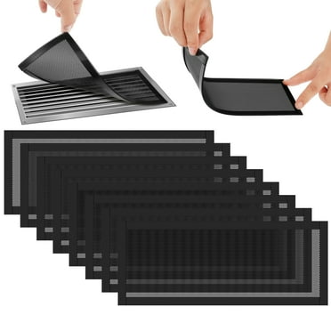 NUAHRHY 8pcs Floor Vent Covers Magnetic Mesh Air Vent Filter PVC Floor Register Vent Screens Reusable Vent Mesh Cover 10x4inch Rectangle Vent Screen Trap for Floor Wall Ceiling Catch Debris Hair Dust