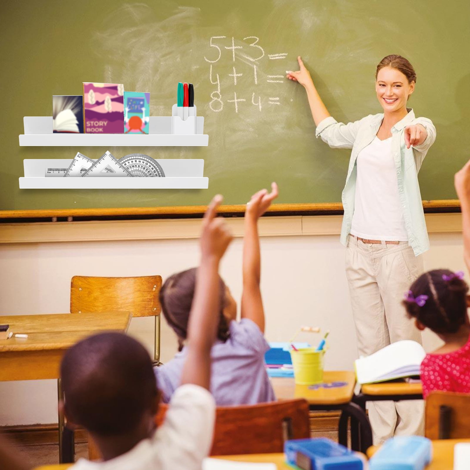 NUAHRHY Acrylic Book Shelf Drill Free Strong Absorption