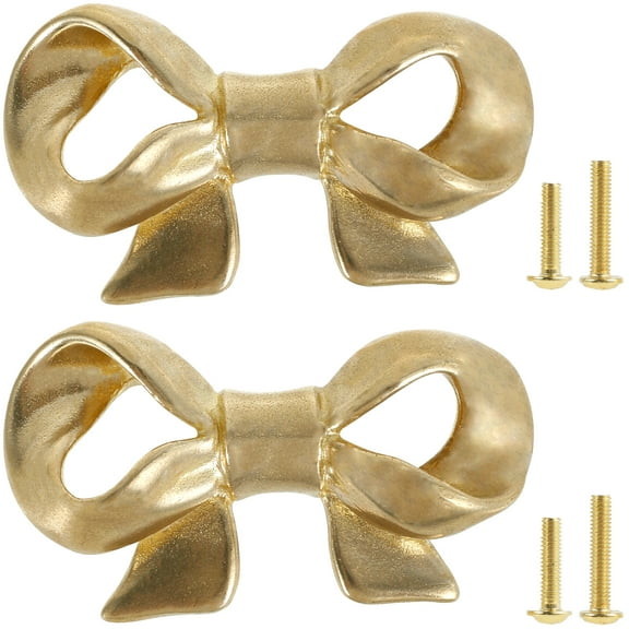 NUAHRHY Bow Drawer Knobs Brass Bow Cabinet Knob Beautiful Bow Drawer Pulls Elegant Bow Cabinet Pulls Wear Resistant Bow Cabinet Handle Compact Bow Furniture Knobs for Home Dresser Wardrobe