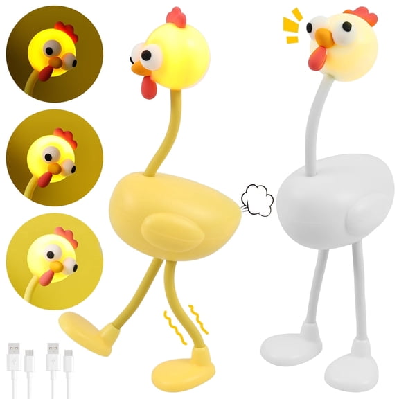 NUAHRHY Chicken Night Light, Shape Changeable Mini Chicken Night Light for Boy and Girl, 3 Level Adjustable for Bedroom Office Ornaments Decorations(White  Yellow)