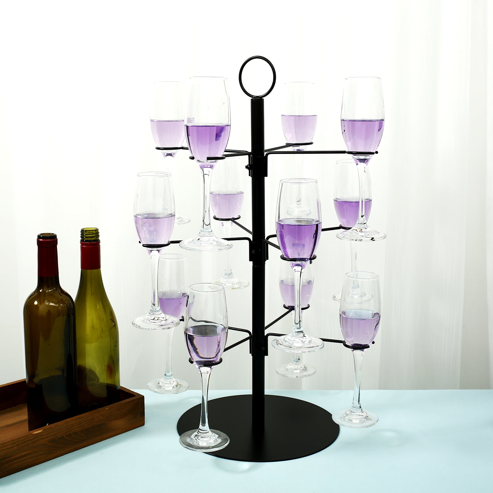 Champagne Tower Stand 3-Tier 12 Glass Holder - Gold Metal Cocktail Tree For Wedding & Party
