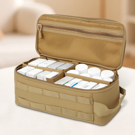NUAHRHY First Aid Bag, Zippered Medicine Storage Bag, Pill Bottle Organizer with Inner Dividers, Emergency Trauma Kit Organizer Bag for Campervan, Taxi, Private Car, Boat, Patrol Vehicle