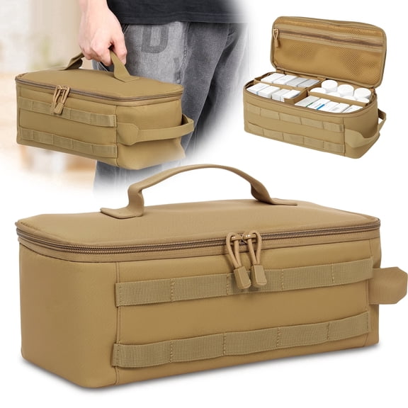 NUAHRHY First Aid Bag, Zippered Medicine Storage Bag, Pill Bottle Organizer with Inner Dividers, Emergency Trauma Kit Organizer Bag for Campervan, Taxi, Private Car, Boat, Patrol Vehicle