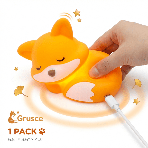 NUAHRHY Fox Night Light, Dimmable Animal Lamp with Timer and Touch Control, LED Novelty Nightlight for Bedroom Desk Decor