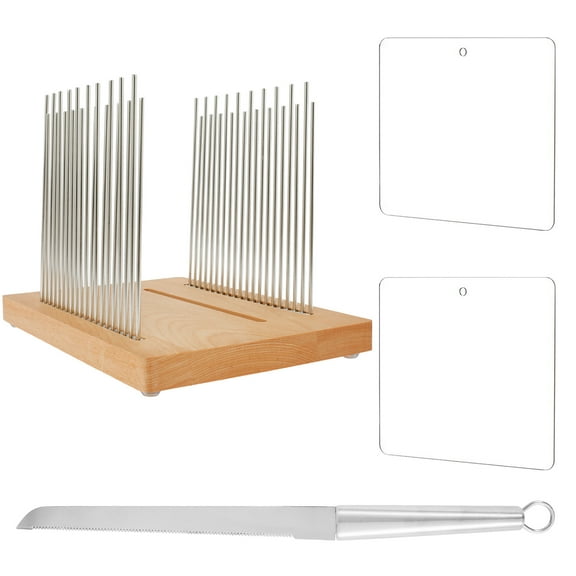 NUAHRHY Homemade Bread Slicer With 3 Slots Adjustable Width Wooden Structure Bread Cutting Guide Rustproof Detachable Bread Slicing Guide for Home Kitchen Use