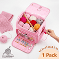 thumbnail image 1 of NUAHRHY Knitting Bag Yarn Storage Organizer Crochet Tote Bag with Multi Pocket Portable Organizer for Knitting Needles Crochet Hooks Other Accessories Waterproof Pink, 1 of 11