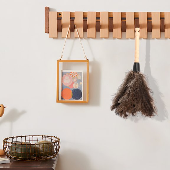 NUAHRHY Ostrich Feather Duster With Wood Handle Multipurpose Reusable Feather Cleaning Brush Tool for Antique Maintenance Car Interior Dusting