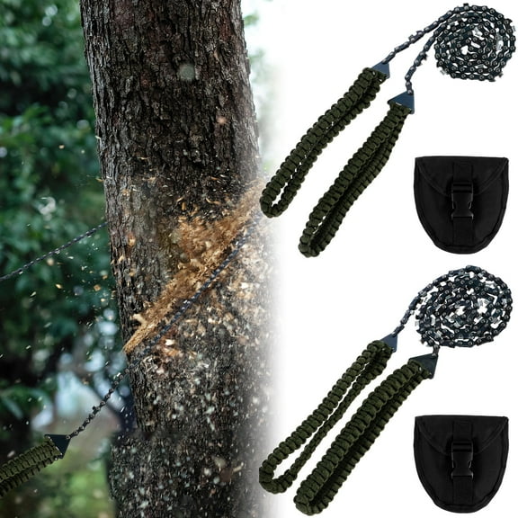 NUAHRHY Pocket Chainsaw 16 Teeth Camping Chain Saws with Paracord Handle Folding Hand Chain Saw Portable Handheld Survival Chain Saw for Wood Cutting Camping Hiking 36in