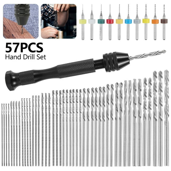 NUAHRHY Precision Pin Vise Hand Drill Set Micro Mini Twist Bits Rotary Tools Woodworking DIY Craft Carving Tool