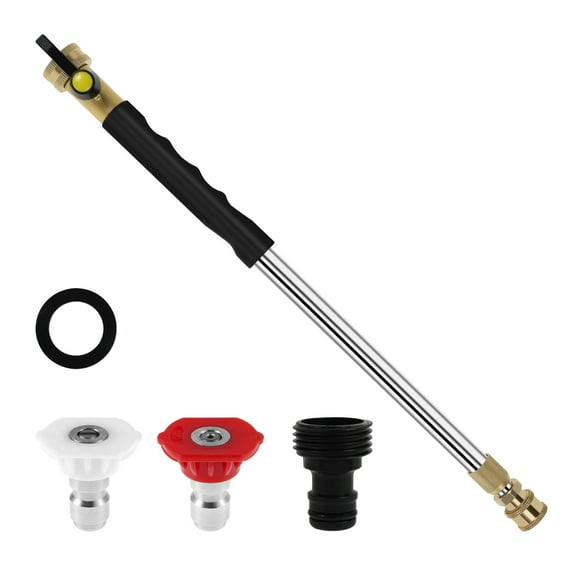 Qenwkxz High Pressure Washer Wand Efficient Pressure Washer Hose Attachment with 2 Interchangeable Nozzle for Car Washing Garden Cleaning Black 17.61in