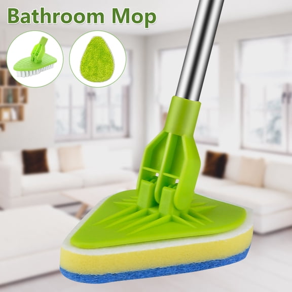 NUAHRHY Scrub Cleaning Brush with Long Handle 3 in 1 Shower Cleaning Brush Extendable 180 Degrees Rotatable Triangle Cleaning Mop for Bathroom Bathtub