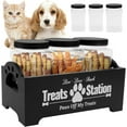 thumbnail image 1 of NUAHRHY Wood Cat Dog Food Treat Storage Container Station with 3 Plastic Dog Treat Containers Jars Reusable Holder Box Size 11.41x5.12x5.12" Black, 1 of 9