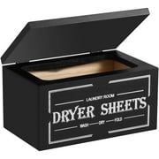 Qenwkxz Wooden Dryer Sheet Holder With Lid Large Capacity Dustproof Softener Sheets Dispenser Easy Access Multipurpose Dryer Sheet Storage Box for Laundry Room Bathroom