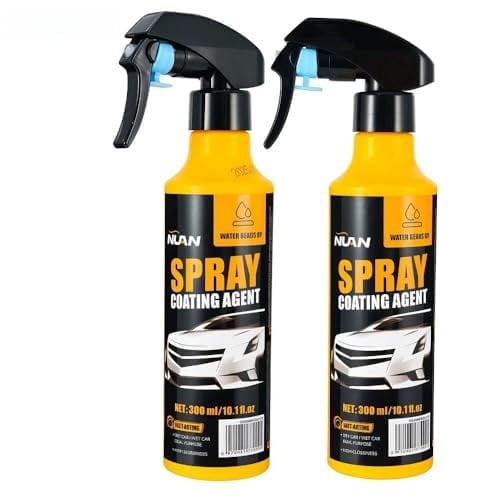 NUAN 2-Pack Nano Hydrophobic Ceramic Coating, 300ml Car Coating Spray Kit,Easy-to-Spray Auto Paint Protection, Includes Microfiber Cloth for Vehicle Shine & Protection
