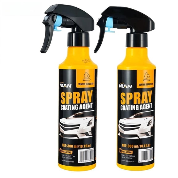 NUAN 2-Pack Nano Hydrophobic Ceramic Coating, 300ml Car Coating Spray Kit,Easy-to-Spray Auto Paint Protection, Includes Microfiber Cloth for Vehicle Shine & Protection