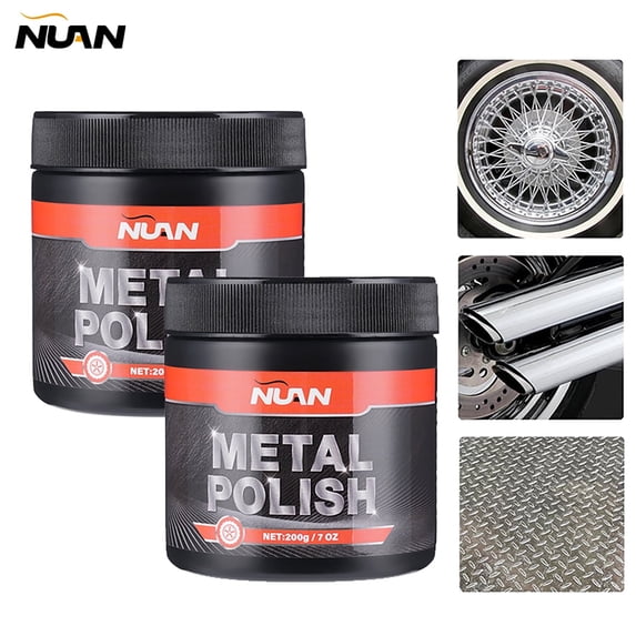 NUAN 2PCS Metal Polish 7oz Metal Restorer and Protectant for Chrome Aluminum Stainless Steel, Cars