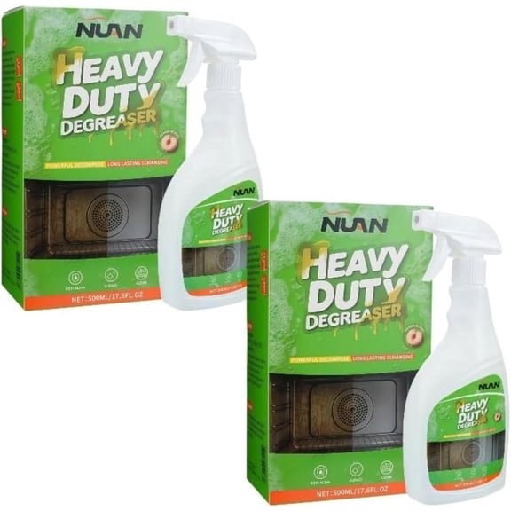 NUAN 2Pcs Heavy Duty Kitchen Degreaser, Grease and Grime Cleaner for Stoves, Ovens and Hoods, 16.9 fl oz