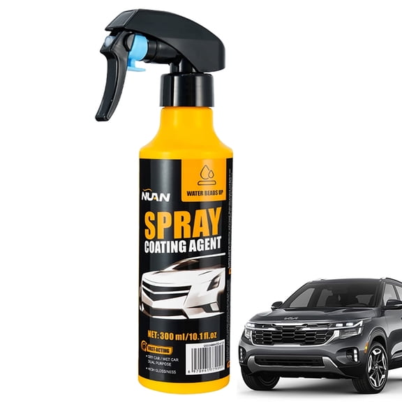 NUAN 300ml Car Coating Spray Kit, Nano Hydrophobic Ceramic Coating, Easy-to-Spray Auto Paint Protection, Includes Microfiber Cloth for Vehicle Shine & Protection