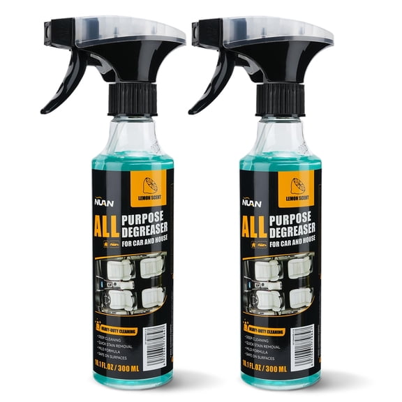 NUAN All Purpose Degreaser for Car and House, Lemon Scent, Heavy-Duty Cleaning Spray, Quick Stain Removal, 10.1 fl oz/300 ml, 2 Pack