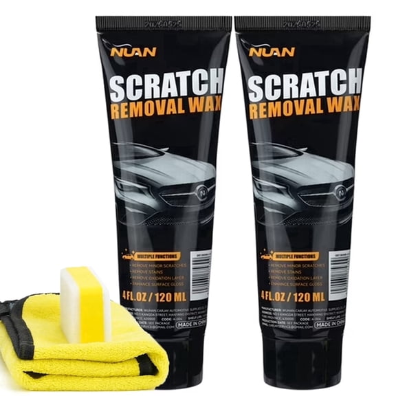 NUAN 2PCS Car Scratch Removal Wax, Universal Premium Polishing Compound Removes White Scratches Black