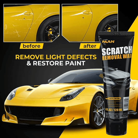 NUAN Car Scratch Removal Wax, Universal Premium Polishing Compound for Deep Scratches, 4 fl oz (120 ML), with Sponge and Cloth,Black