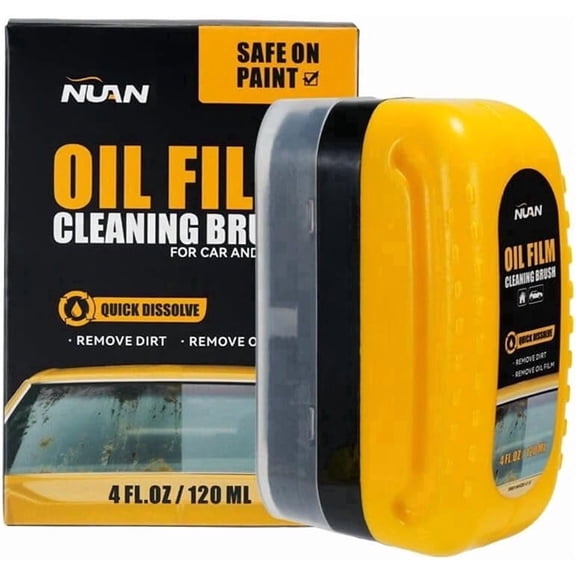 NUAN Car Window Cleaner, Windshield Oil Film Remover Brush & Glass Cleaner, 4 fl oz