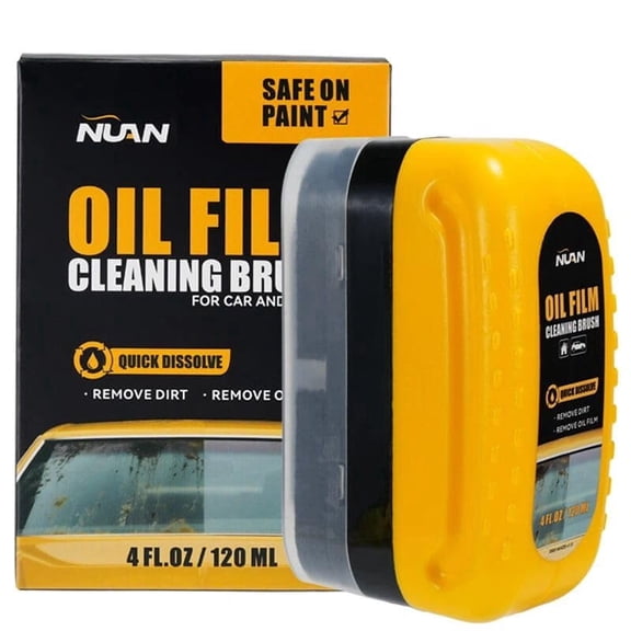 NUAN Windshield Oil Film Remover Brush & Glass Cleaner, 4 fl oz (120 mL)