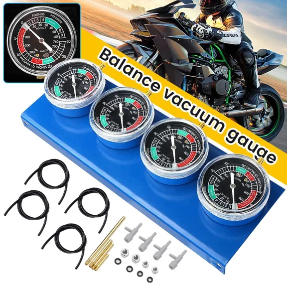 NUAO Motorcycle Carburetor Vacuum Gauge Balancer Ajustment Tool, Carb Synchronizer Tool with 4 Gauge, Vacuum Carb Sync Tool for 4 Cylinder, Blue