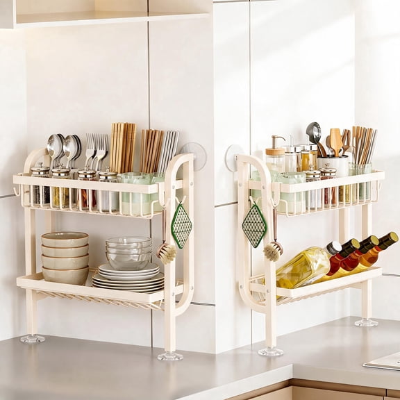 NUBILY 2-Tier Slim Spice Rack Organization for Narrow Gap