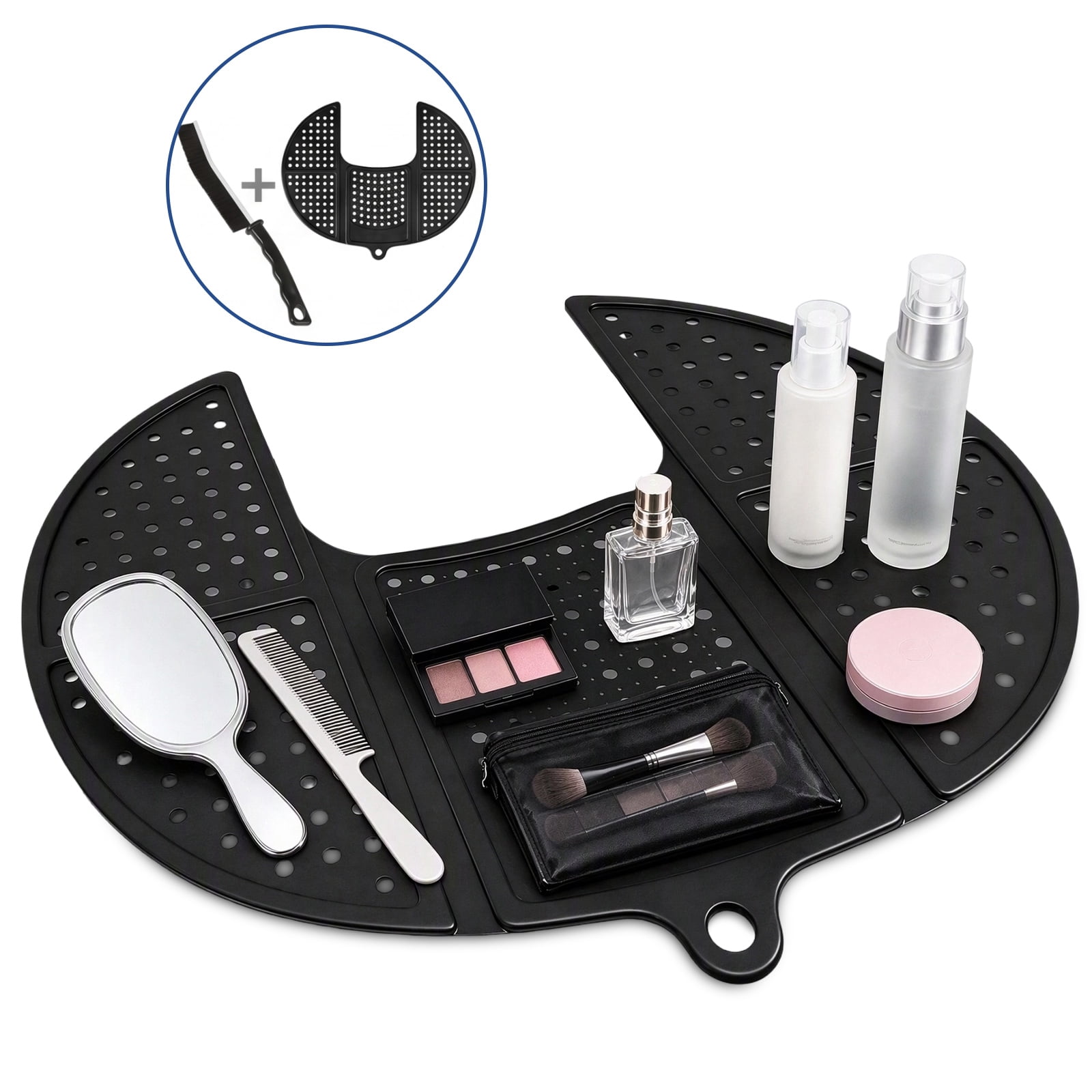 NUBILY Foldable Silicone Makeup Mat with Cleaning Brush ,19.75