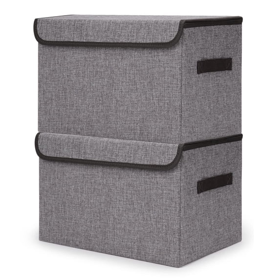 NUBILY Large Collapsible Stackable Storage Bins with Lids [2-Pack ...