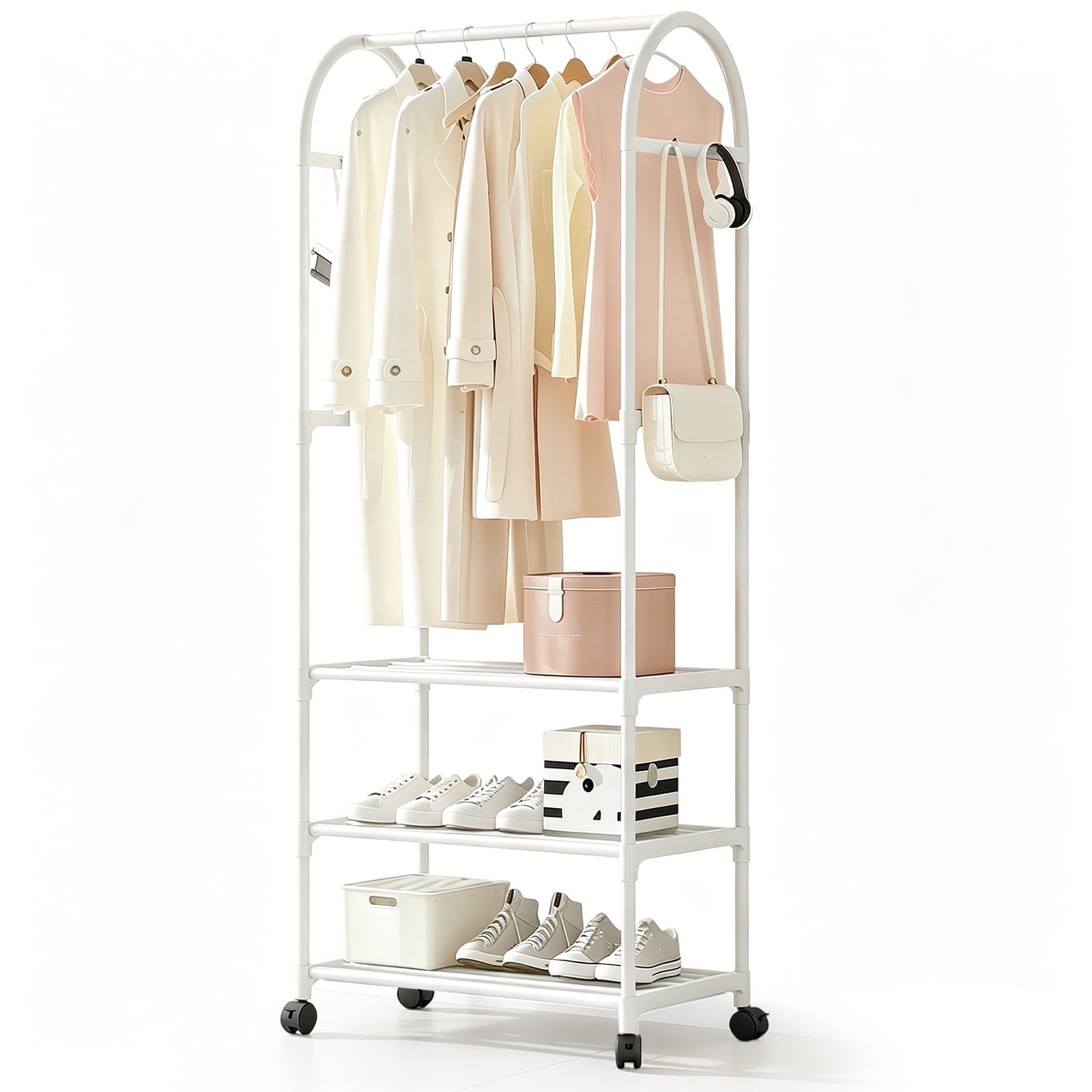 NUBILY Rolling Clothes Rack with Wheels Freestanding Garment Rack for ...