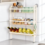 NUBILY 3-Tier Metal Spice Rack Organization for Narrow Gap  Space-Saving Slim Storage for Kitchens & Bathroom Counter,Beige