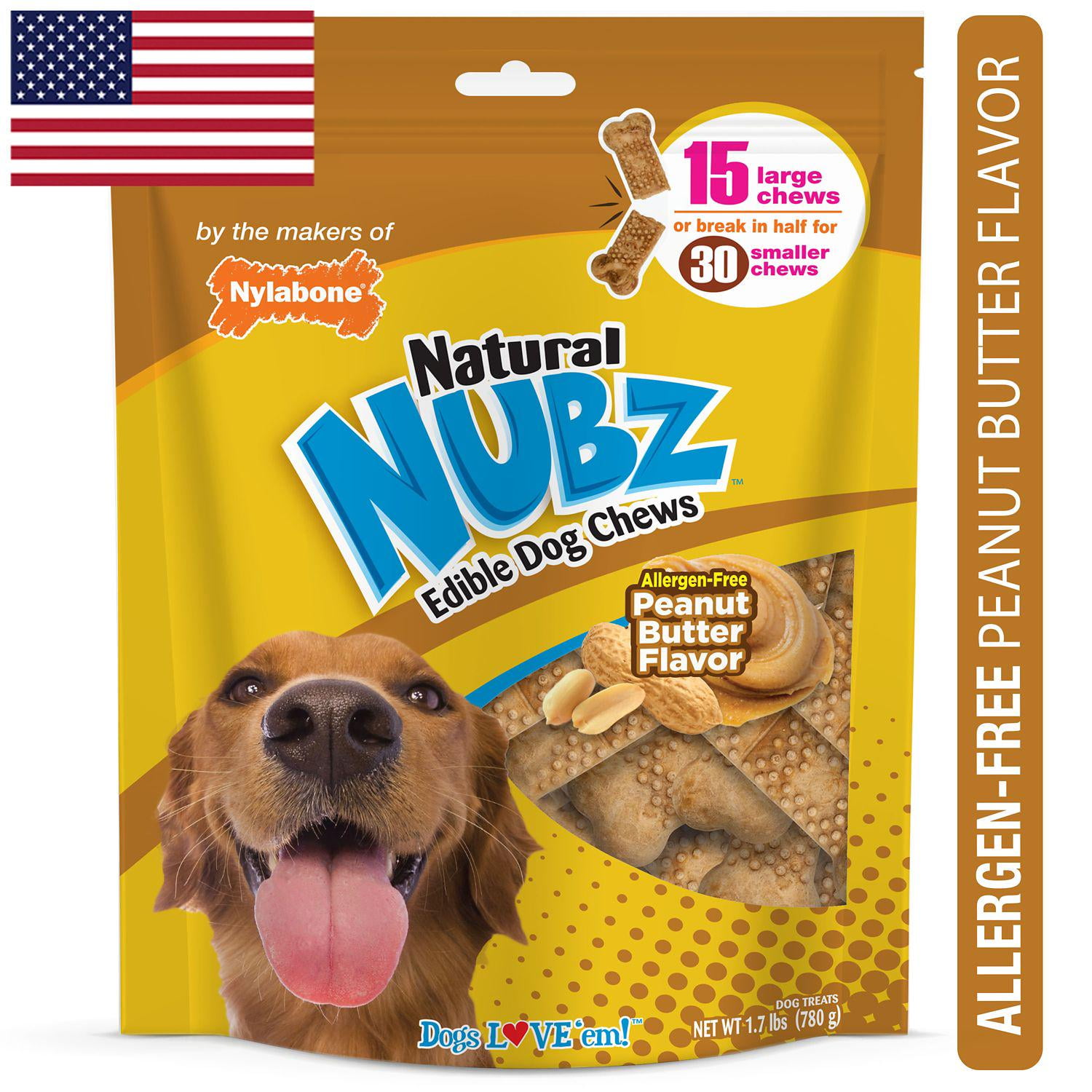 NUBZ Nylabone Peanut Butter Flavor Dog Chew Treats, 1.7 lb., 15 ct