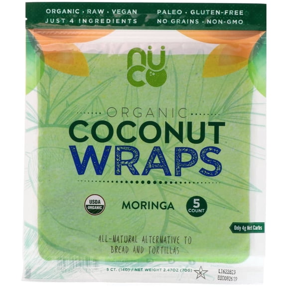 NUCO Organic Coconut Wraps - Moringa (5 count)
