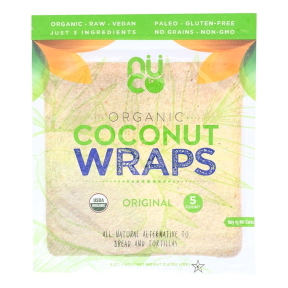 NUCO - Organic Coconut Wraps for Low-Carb Diets - 2.47 oz, Case of 12