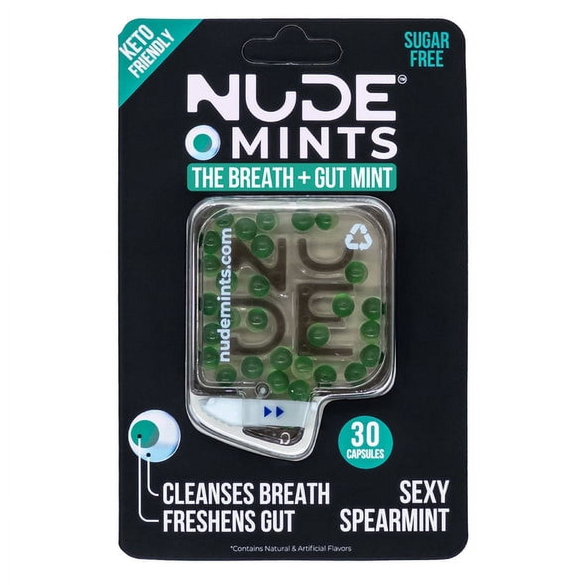 NUDE 5 pack of Mints Sexy Spearmint Breath Mint 30 capsules l Gut Mints for Digestive Support + Bad Breath l Sugar-free, gluten-free, zero-calorie mints