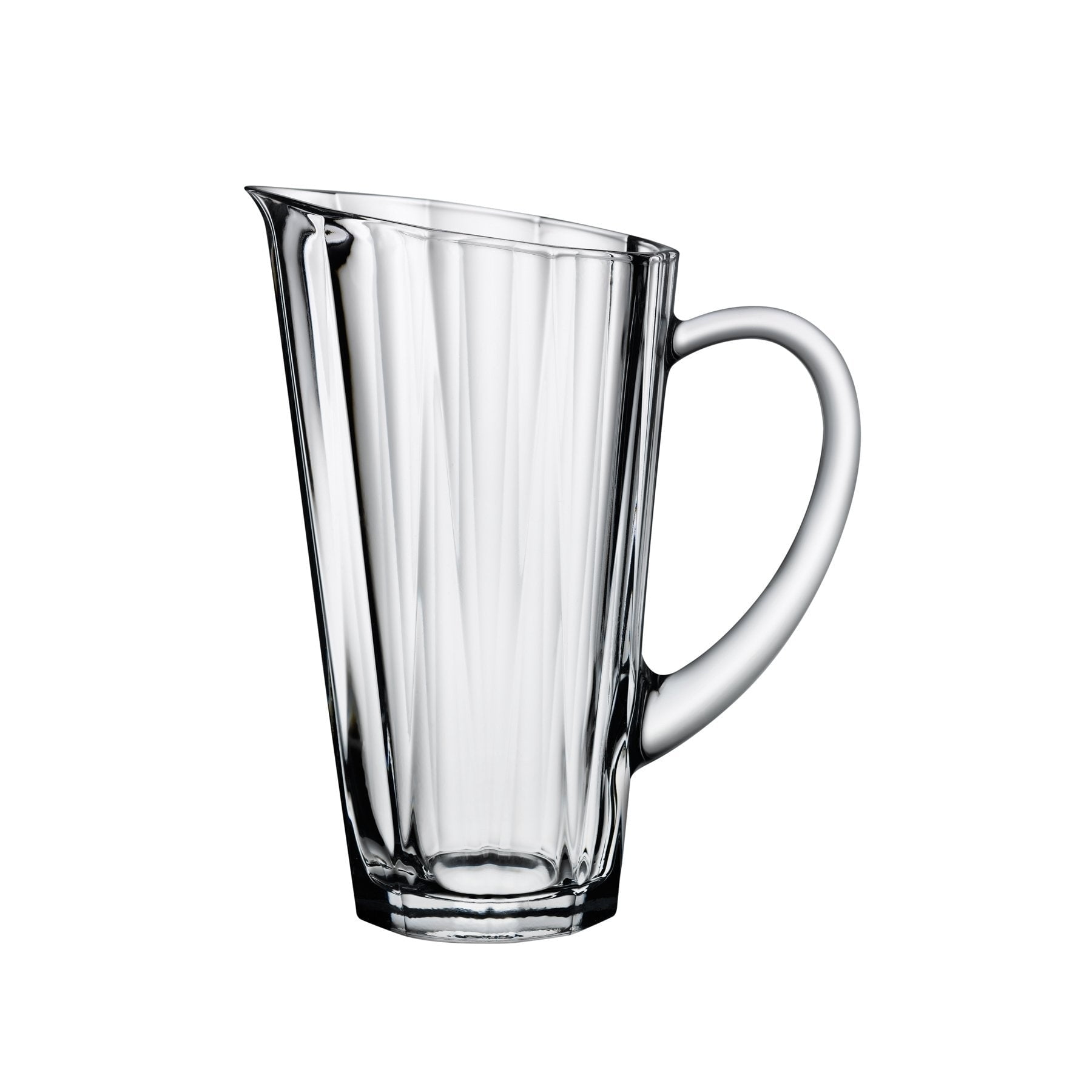 Clear Beveled Crystalline Glass Jug with Sculptural Handle