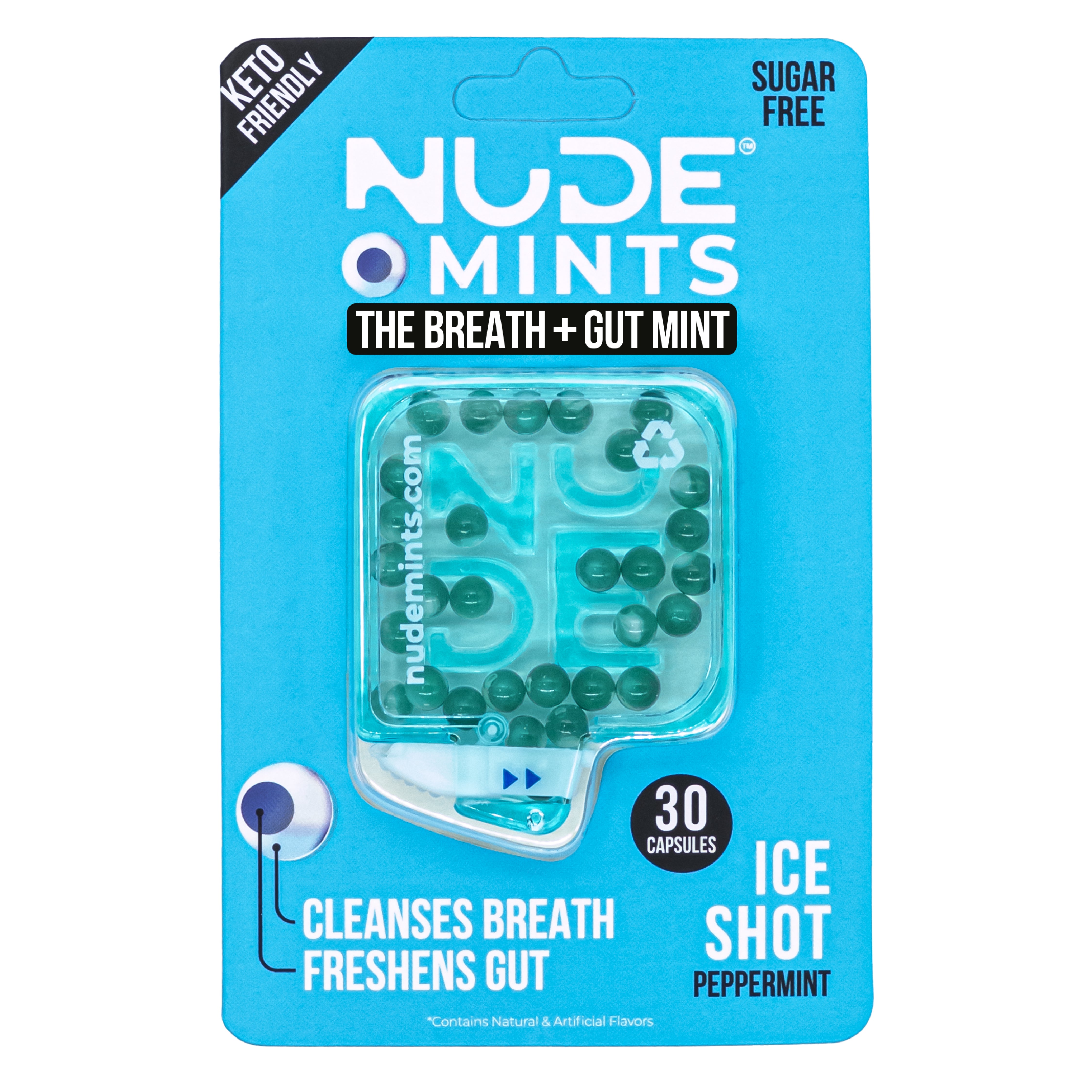 NUDE Mints, Gut Mints for Digestive Support + Bad Breath, Peppermint