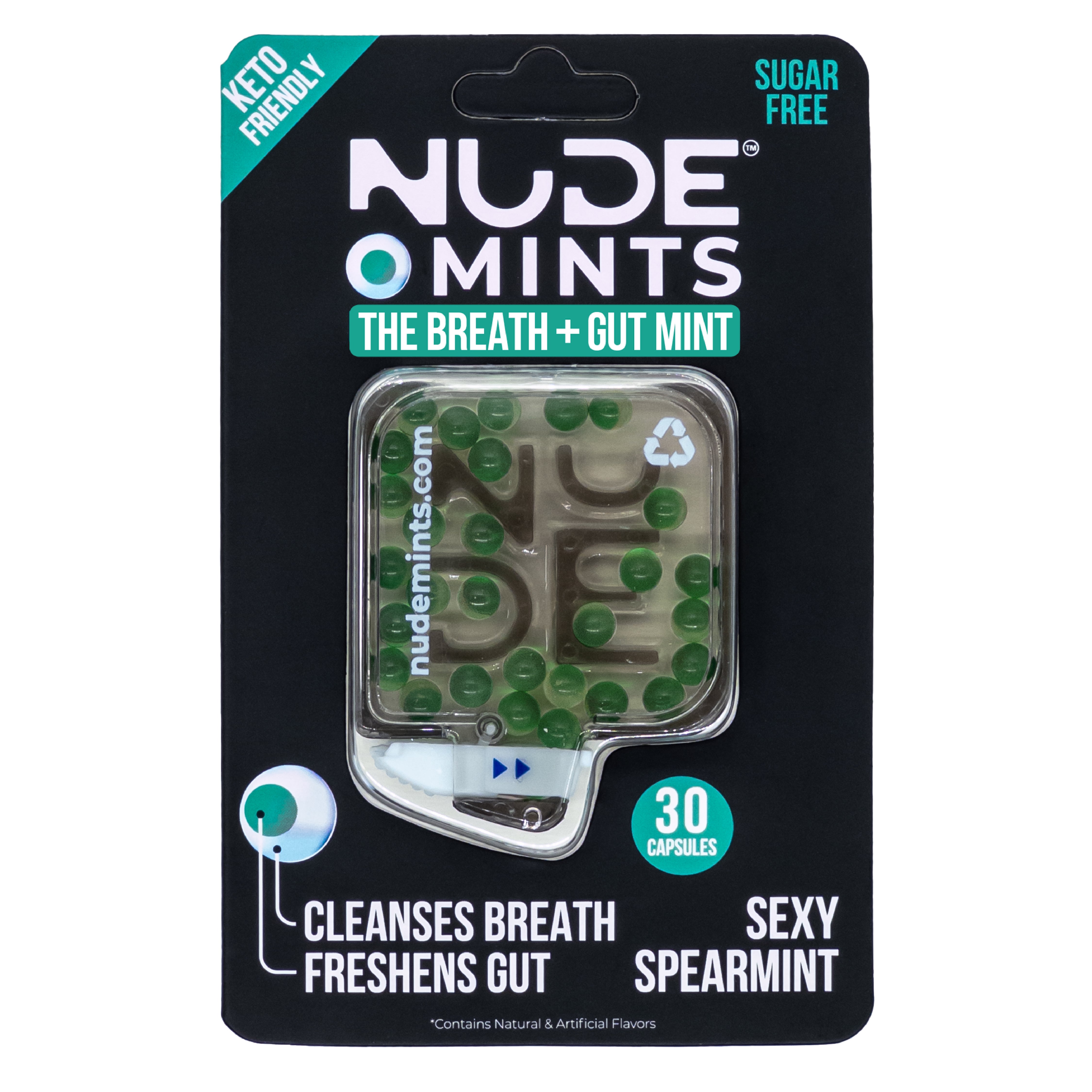 NUDE Mints, Gut Mints for Digestive Support + Bad Breath, Spearmint